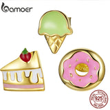 925 Sterling Silver Summer Dessert Icecream Earrings Cup Cake Candy Earrings