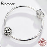 925 Silver Cat Couples Love Heart Charm for Bracelet & Bangle