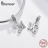 Alphabet Pendant 925 Sterling Silver Charm for Bracelets and Necklace