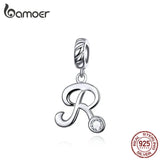 Alphabet Pendant 925 Sterling Silver Charm for Bracelets and Necklace