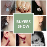 Flower Stud Earrings with Zircon Stone Women Birthday Gift JIE014