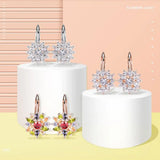 Flower Stud Earrings with Zircon Stone Women Birthday Gift JIE014