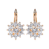 Flower Stud Earrings with Zircon Stone Women Birthday Gift JIE014