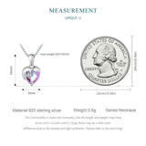 925 Silver Pink Heart Pendant Necklace for Women Platinum Plated Gift