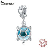 925 Sterling Sea Elves Series Silver Charm Bead Animal Turtle Starfish Pendant