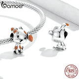 925 Silver Puppy Dog Bead Charm Bracelet Enamel Pet Bead Accessories