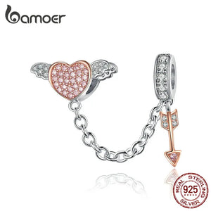 925 Silver Cupid Arrow Heart Wing Love Pendant Bracelet
