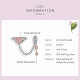 925 Silver Cupid Arrow Heart Wing Love Pendant Bracelet