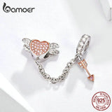 925 Silver Cupid Arrow Heart Wing Love Pendant Bracelet