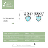 925 Silver Opal Love Heart Drop Earrings Bowknot Style Gift