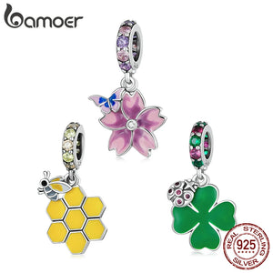 925 Silver Butterfly Flower Charm Pendant for Bracelet Women