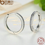 925 Silver CZ Female Hoop Earrings Women's Jewelry