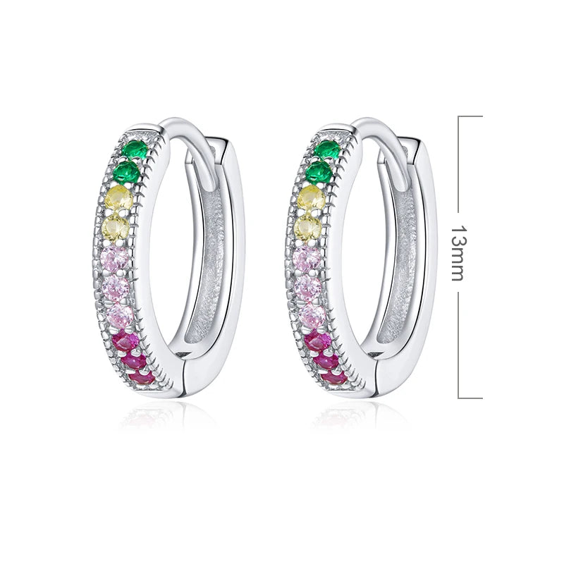 925 Silver CZ Female Hoop Earrings Women's Jewelry