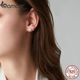 925 Silver Pearl Bead Stud Earrings Women Mini Studs Fine Jewelry