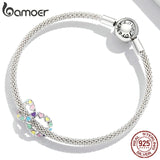 925 Silver Rainbow Love Charm Heart Bead Bracelet DIY Jewelry