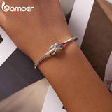 925 Silver Rainbow Love Charm Heart Bead Bracelet DIY Jewelry