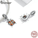 925 Silver Ladybug Pendant Red Zircon Diamonds Charm for Bracelet Bangle