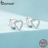 925 Silver Line Stud Earrings Zircon Sparkle for Women Engagement