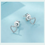 925 Silver Line Stud Earrings Zircon Sparkle for Women Engagement