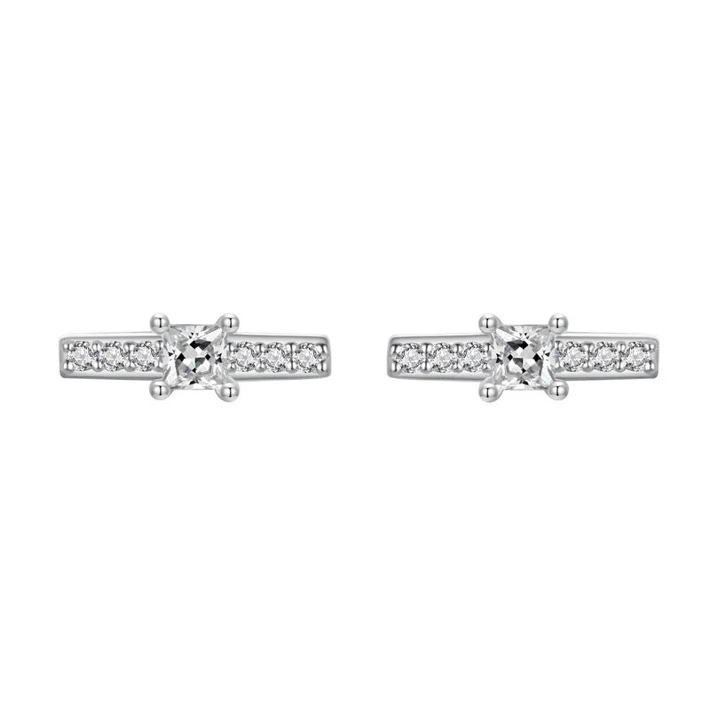 925 Silver Line Stud Earrings Zircon Sparkle for Women Engagement