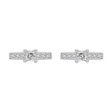 925 Silver Line Stud Earrings Zircon Sparkle for Women Engagement