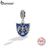 925 Silver Double Head Eagle Shield Pendant American Army Charm