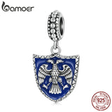 925 Silver Double Head Eagle Shield Pendant American Army Charm