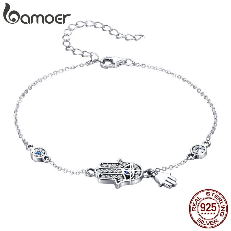 Silver Fatima Hand Evil Eye Hamsa Bracelet