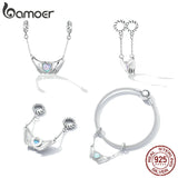 925 Silver Hands & Love Charm Opal Heart Pendant for Bracelet Women