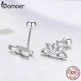 925 Sterling Silver Lotus Stud Earrings Flower Silver Jewelry BSE024