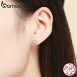 925 Sterling Silver Lotus Stud Earrings Flower Silver Jewelry BSE024