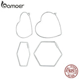 925 Silver Heart Huggie Earrings, Hypoallergenic Jewelry