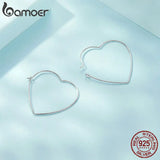 925 Silver Heart Huggie Earrings, Hypoallergenic Jewelry