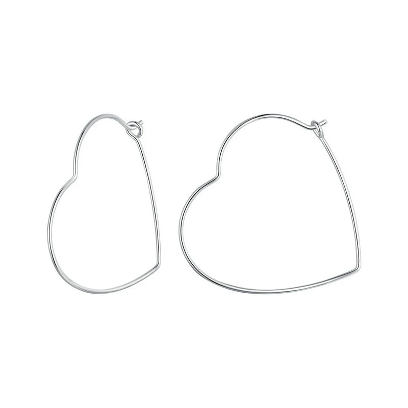 925 Silver Heart Huggie Earrings, Hypoallergenic Jewelry