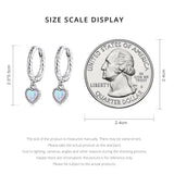 925 Silver Opal Heart Ear Buckle Hoop Earrings for Women
