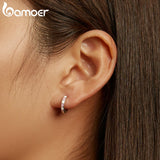 925 Silver Pink Hoop Ear Buckle Enamel Pink Earrings