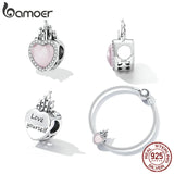 Sterling Silver Princess Charm Pink Dress Crown Bead