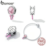 Sterling Silver Princess Charm Pink Dress Crown Bead