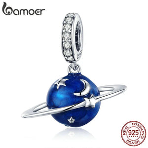 925 Silver Moon Star Pendant Enamel Charms SCC933