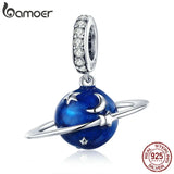 925 Silver Moon Star Pendant Enamel Charms SCC933