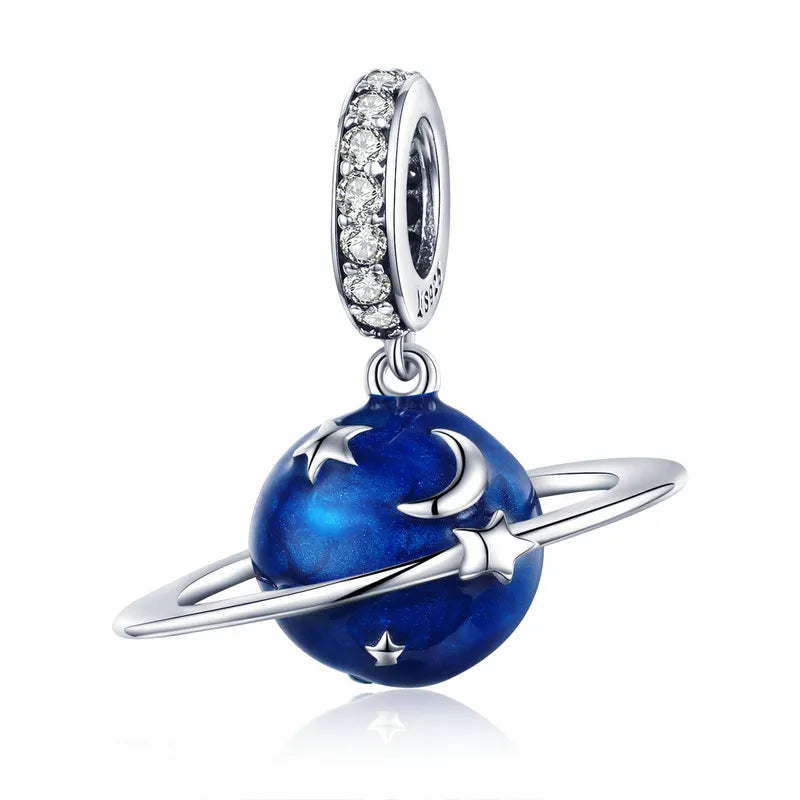 925 Silver Moon Star Pendant Enamel Charms SCC933