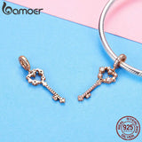 925 Silver Heart Key Pendant for Bracelets DIY Jewelry