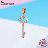 925 Silver Heart Key Pendant for Bracelets DIY Jewelry