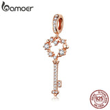 925 Silver Heart Key Pendant for Bracelets DIY Jewelry