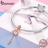 925 Silver Heart Key Pendant for Bracelets DIY Jewelry