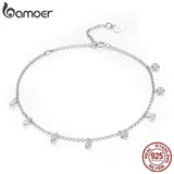 925 Silver Geometric Crystal CZ Link Chain Bracelet for Women SCB103
