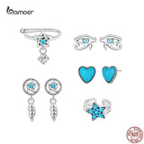 925 Silver Turquoise Ear Stud Dream Catcher Evil Eye Star Heart Earring Clip