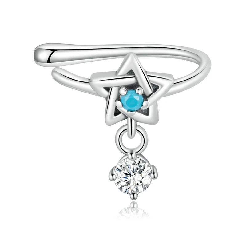 925 Silver Turquoise Ear Stud Dream Catcher Evil Eye Star Heart Earring Clip