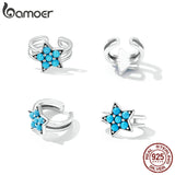 925 Silver Turquoise Ear Stud Dream Catcher Evil Eye Star Heart Earring Clip