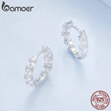 925 Sterling Silver Zircon Hoop Earrings for Women BSE734